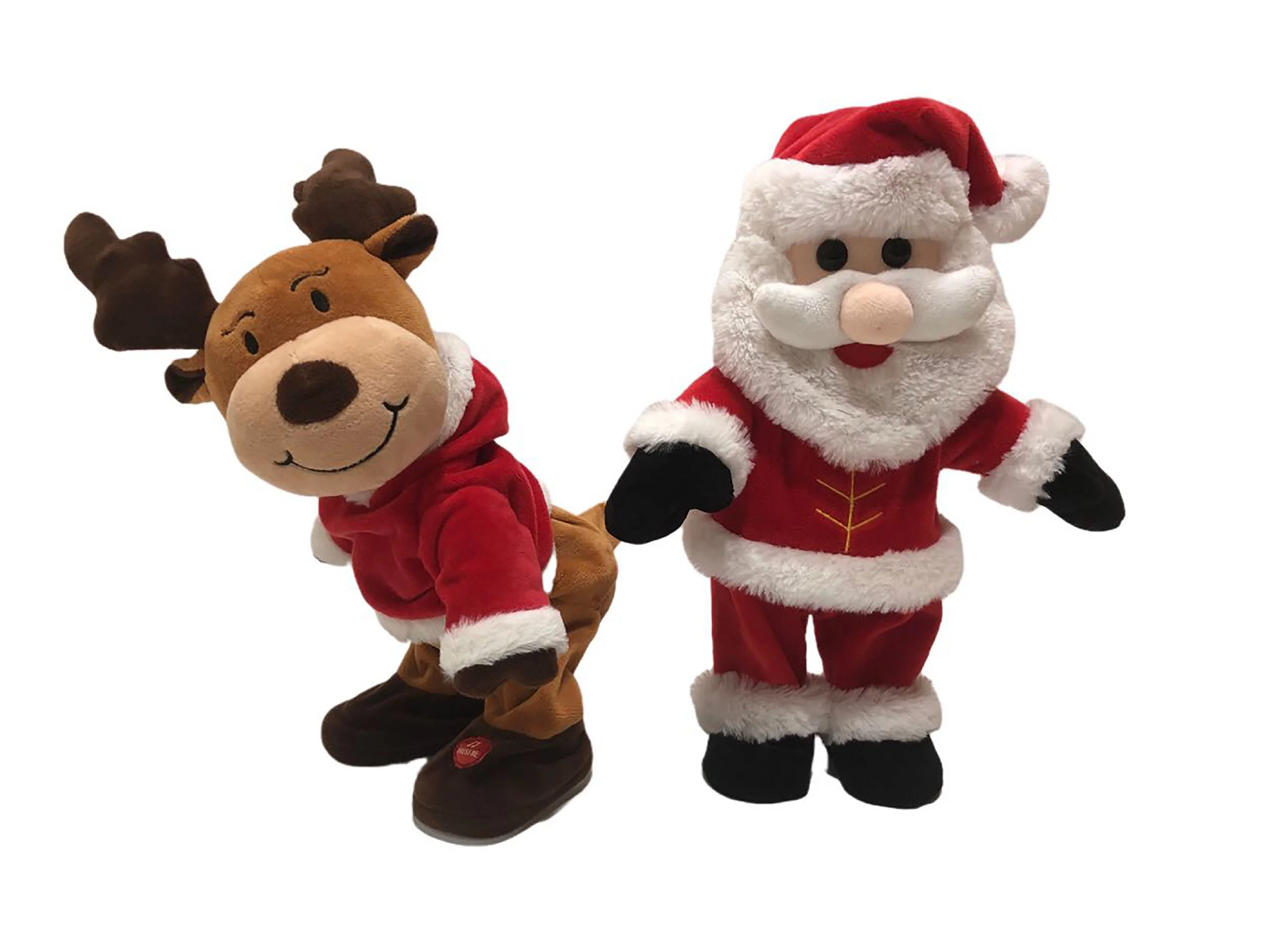 Chinese Manufacture Xmas Plush Gift Musical Dancing Xmas Plush Reindeer & Santa Kids Xmas Gift BSCI Factory