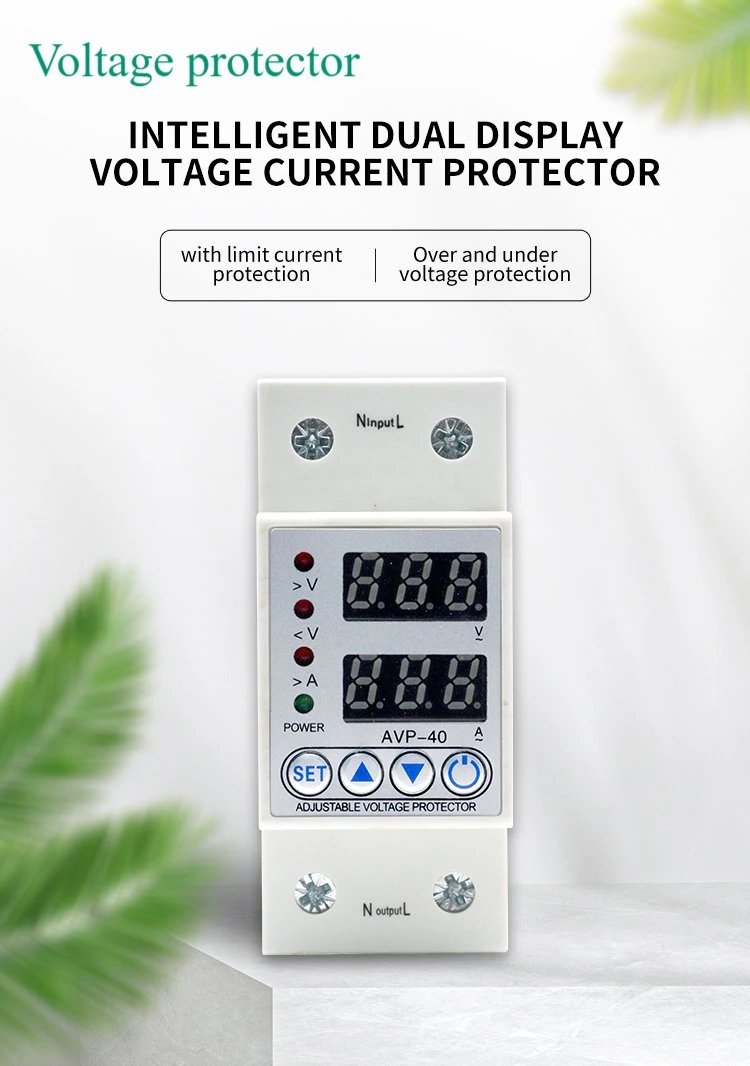 40A 63A 230V Adjustable Digital Current Voltage Protector Electronic Circuit Breaker DIN Rail Protector