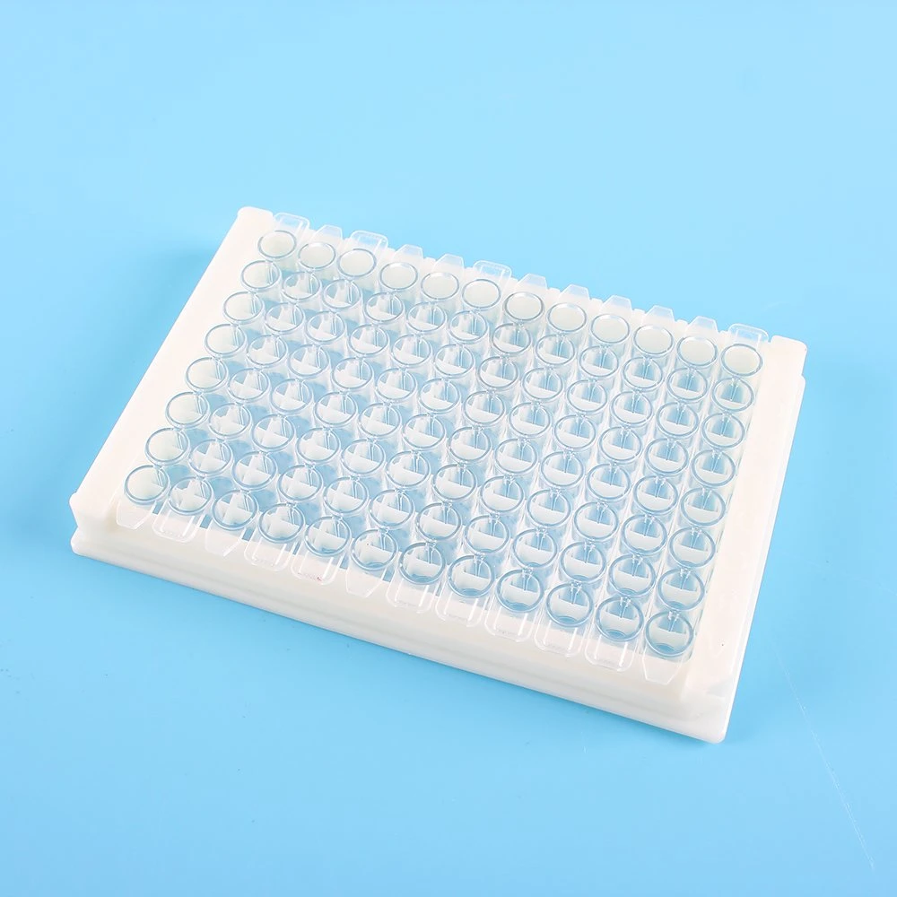 ABS Frame 8-Strip Plastic Polystyrene Sterile Sterilized Flat Bottom Elisa Microtiter Plate