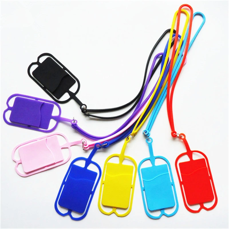 Silicone Cell Phone Lanyard Strap with Card Slot for All Model Accept Custom Logo Print