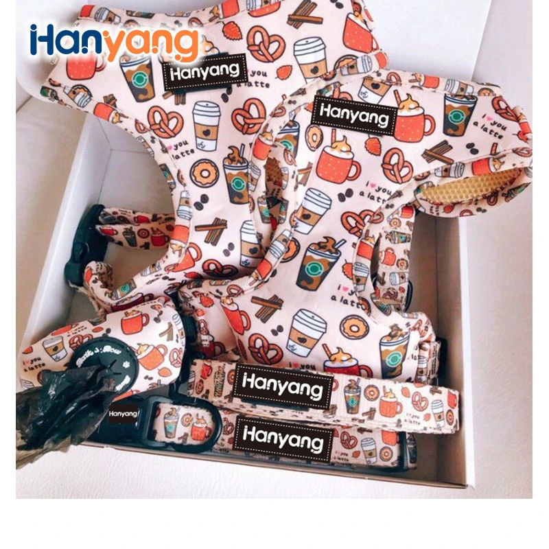 Hanyang 2023 Manufacture Pet Supplies Travel Tactical Classic Soft Dog Harness Custom Design Adjustable Dog Harness Collar Leash Set