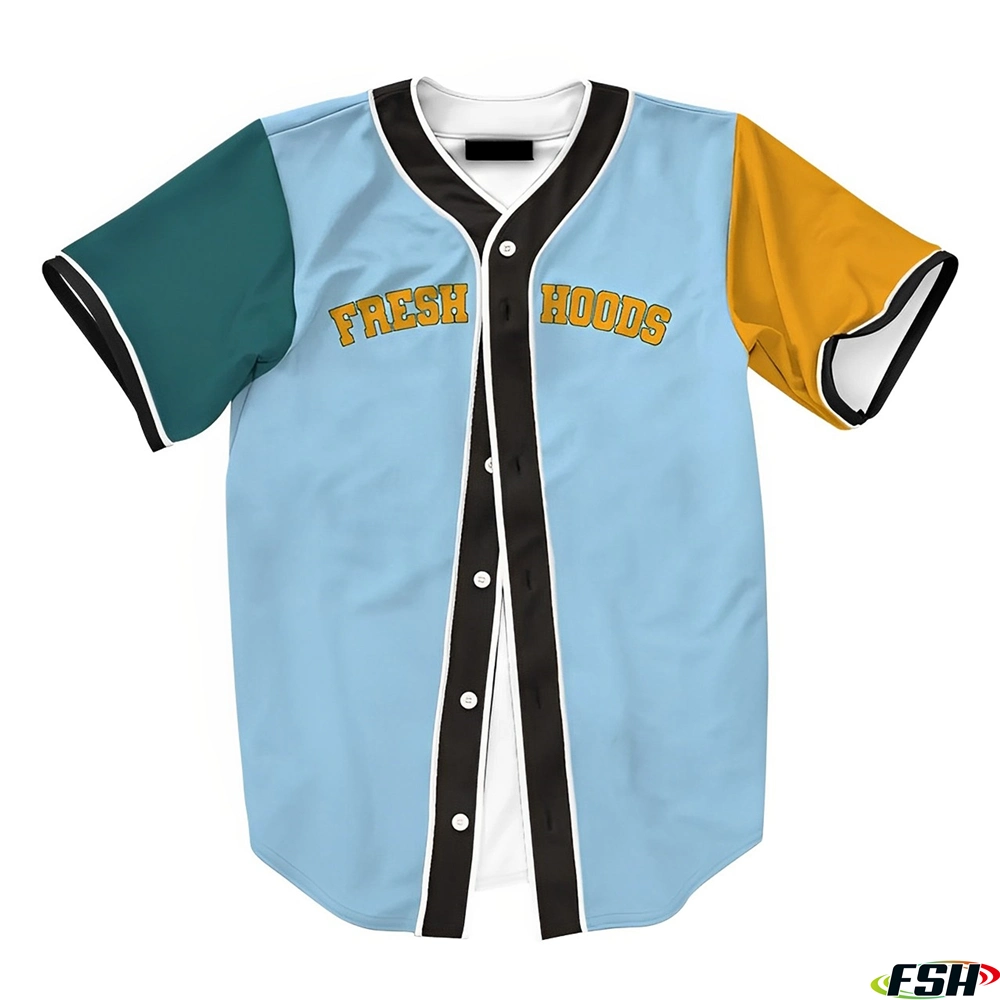 Full Button 100% Polyester Double Knitted Fabric Custom Baseball Uniforms Customizable Sublimation Baseball Jersey