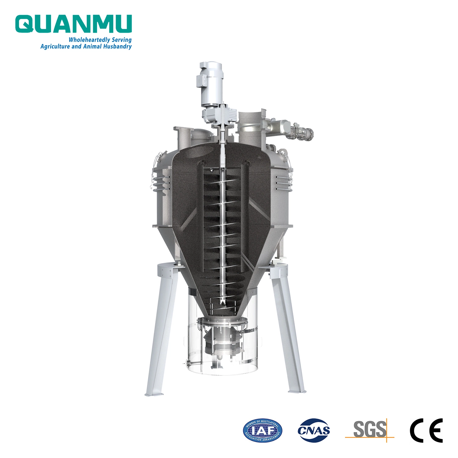 Floating, Sinking Fish and Aquatic Animal Feed Pellet Batch Vertical Screw Vitamins, Antioxidants, Amino Acids etc. Liquid Vacuum Coater in Coating Machine