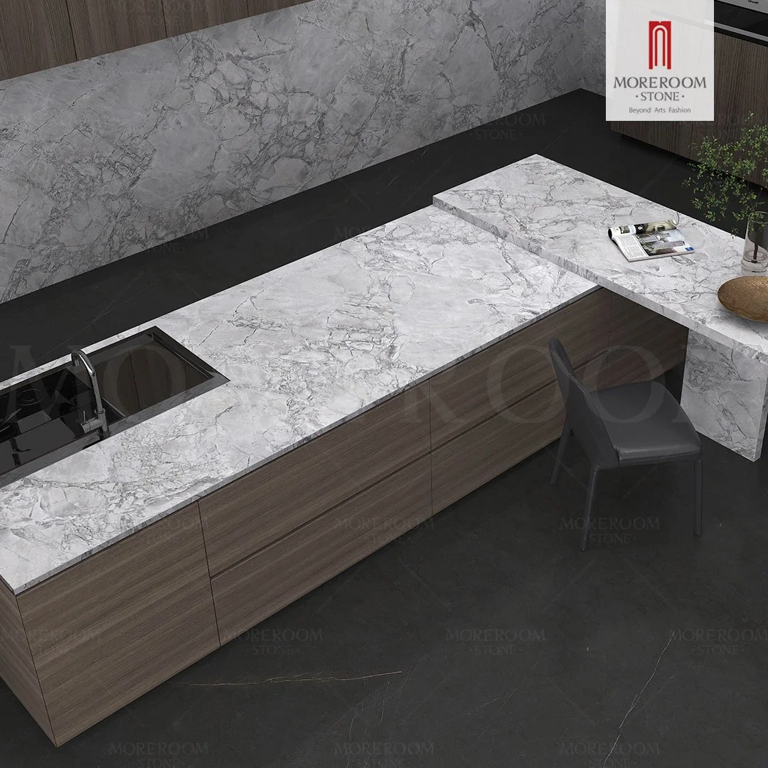 Moreroom Luxury Super White Large Polished Porcelain Wall Tiles granite and Marble Slab Panel