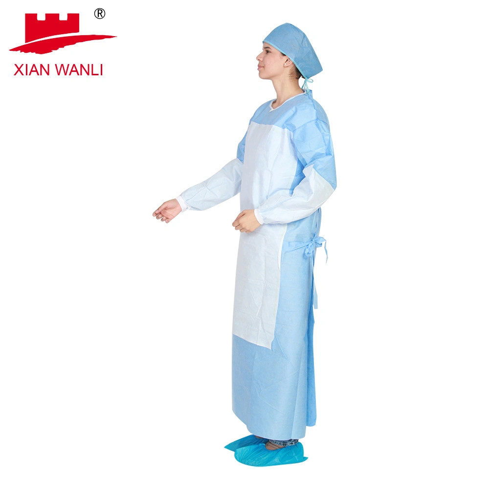 Retour à manchon long lié robe de vêtements de protection chirurgical Chirurgical combinaison jetable pour l'Hôpital d'approvisionnement médical robe d'isolation de SMS