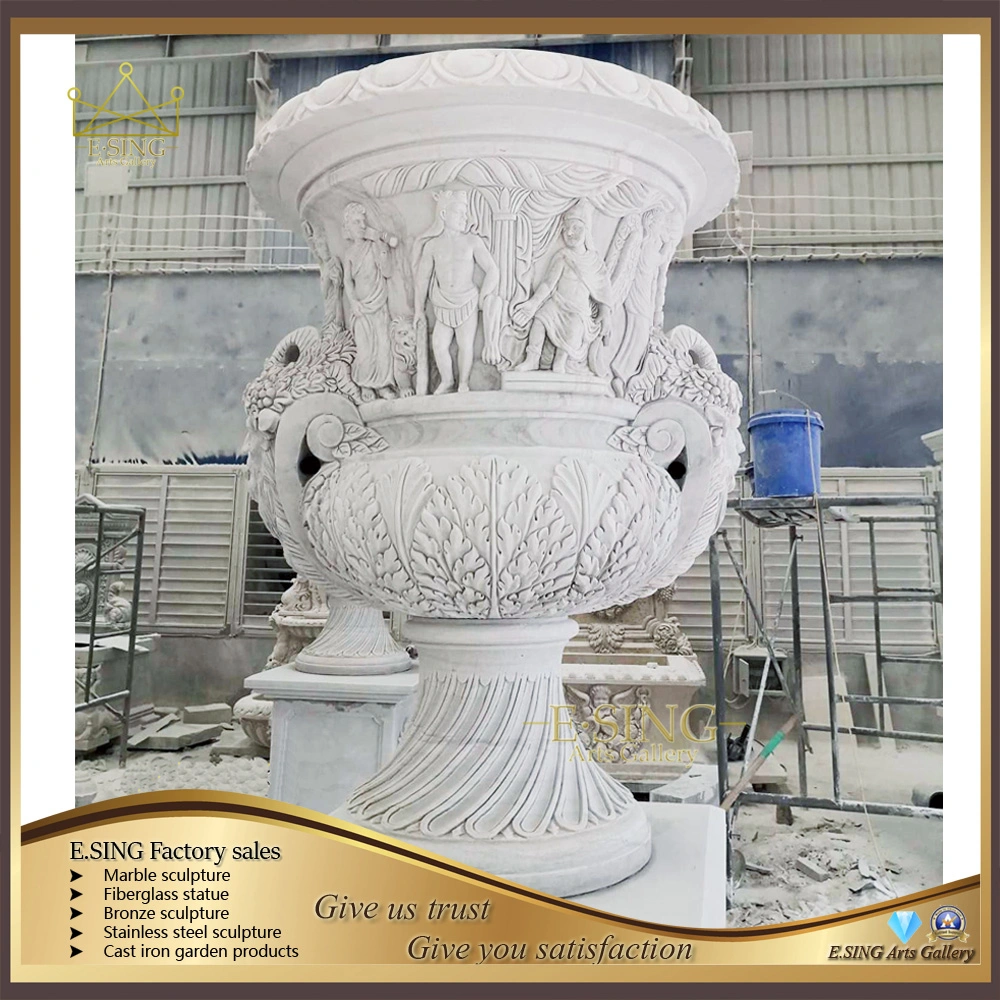 Hand Carved Natural Stone Granite Garden Marble Flower Pots Planter for Sale