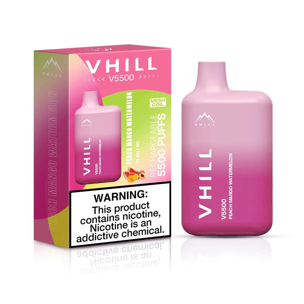 Бесплатная доставка оригинала Vhill V5500puffs 15мл одноразовые E сигареты Vape перо Тип катушки Mesh-C за плату управления воздушным потоком системы улавливания паров бензина Ecigs комплект