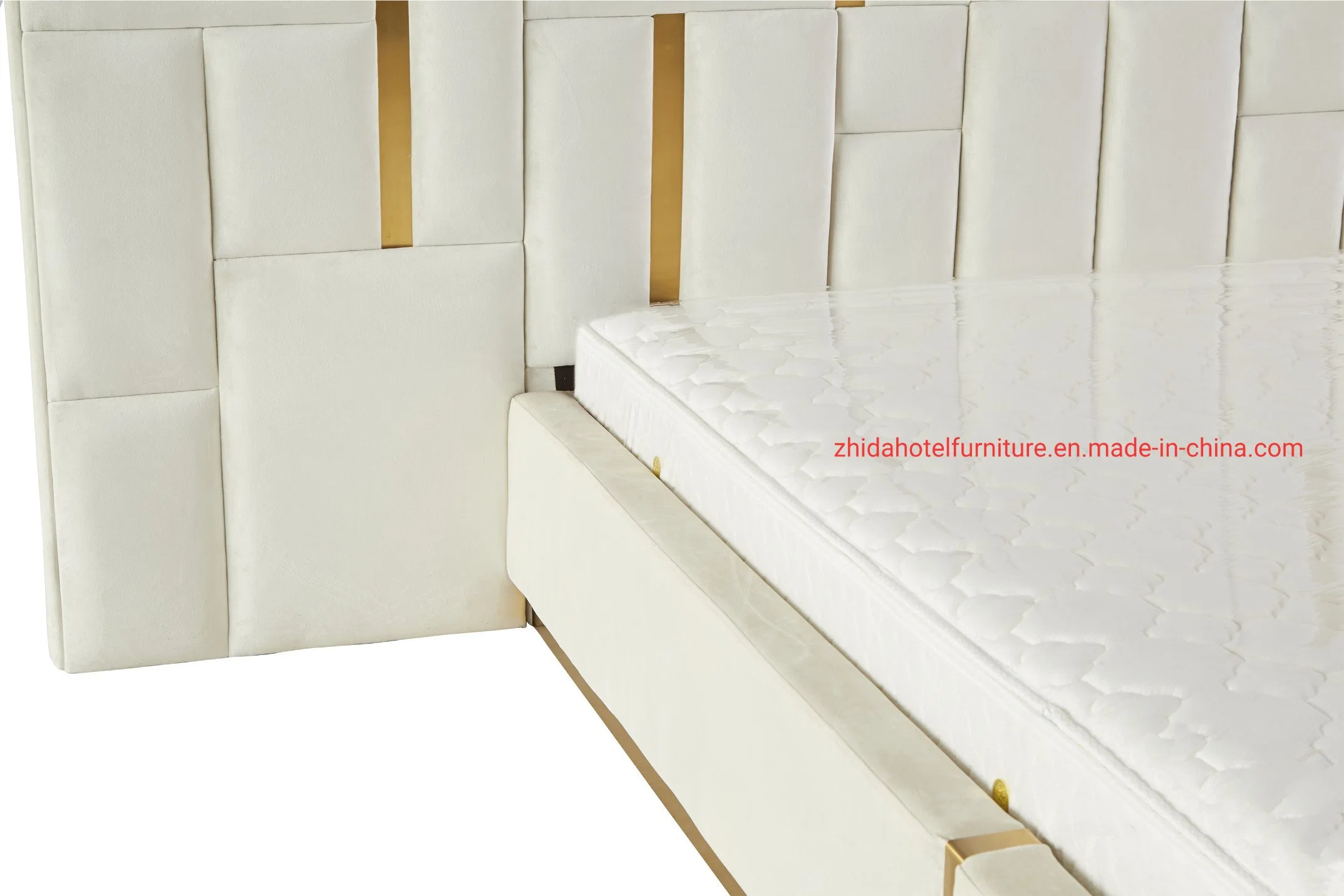 Hôtel de style Zhida mobilier de luxe Chambre Lit King Size Set velours