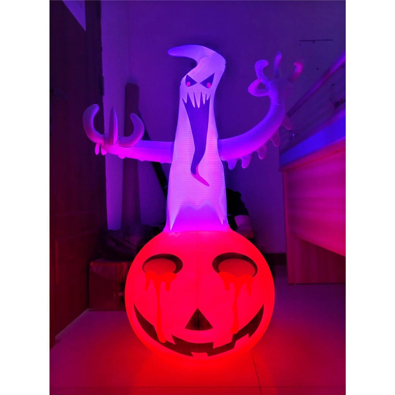 Halloween Festivals Decorations PVC Play Toys Inflatable Pumpkin Monster with Glow Light