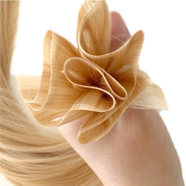 تصميم جديد PU جلد Weft مربوط باليد Mini Flat Weft للشعر الصالون