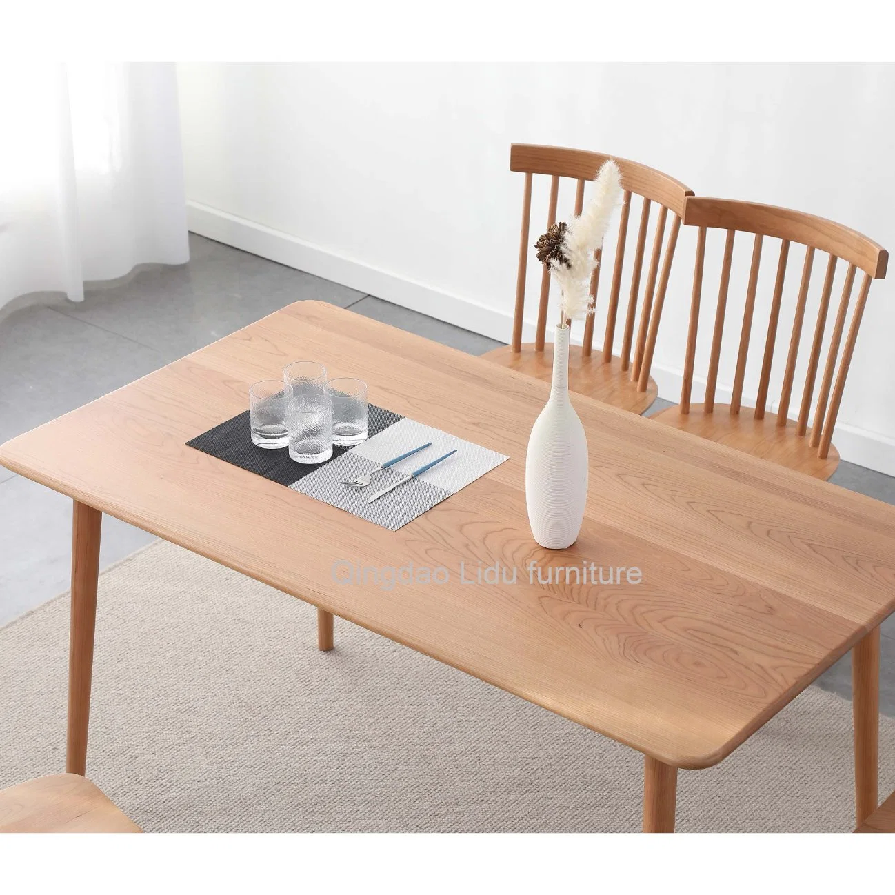 Solid Oak Wooden Foldable Dining Room Furniture for Small Spaces Square Dining Table Set Wood Modern Dining Room Sets Table