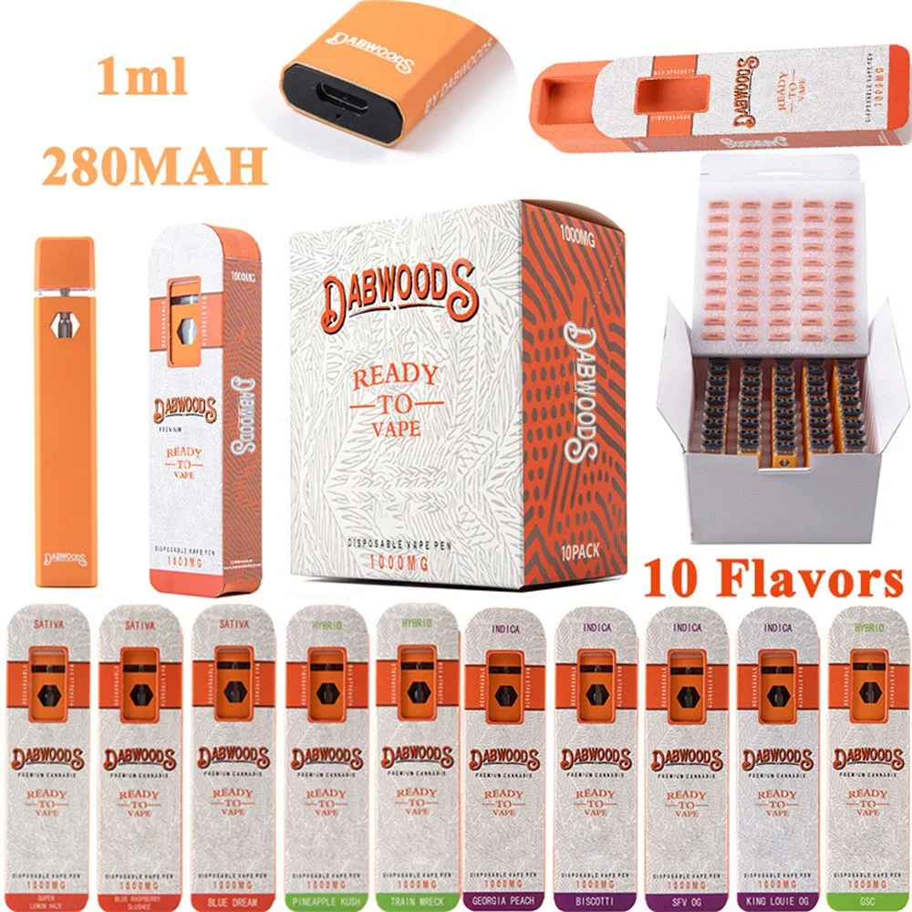 Usa Dabwoods vacíos DAB Woods Diposable VAPE Pen Pod DAB 1ml 1,0ml 1 Gram Ceramic Coil CB. D th. C Delt. A 8 D8 D9 D10 Pen con recargable