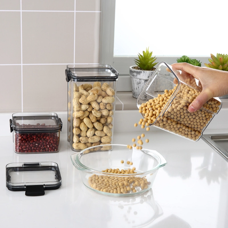 Küchenschrank Aufbewahrungsbox Set Korn Bohnen Nüsse Frischebox Kunststoff Küchenschrank 3pieces Lebensmittelbehälter Set