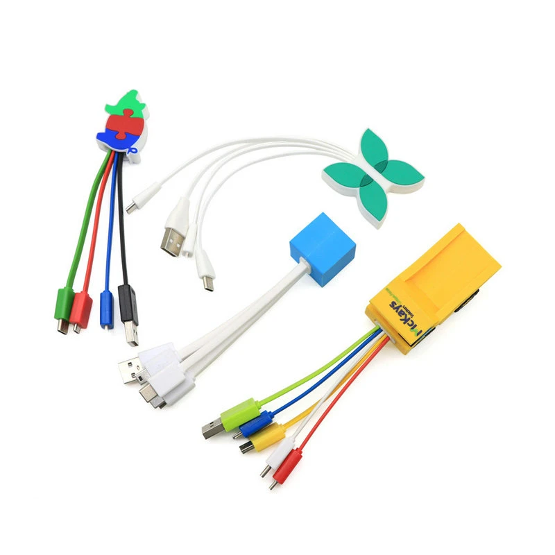 Los pequeños MOQ Cable de PVC de forma personalizada con diferentes puerto USB