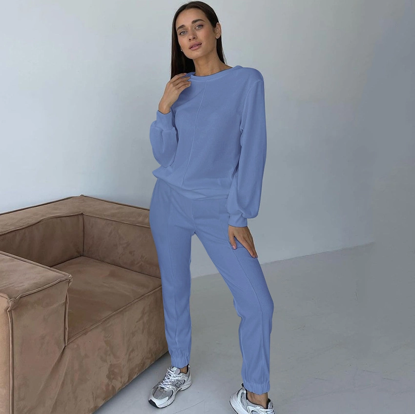 Spring Autumn Ribbed Long Sleeve Women Skims Loungewear Set Pajamas Women's Trouser Suits Lounge Wear