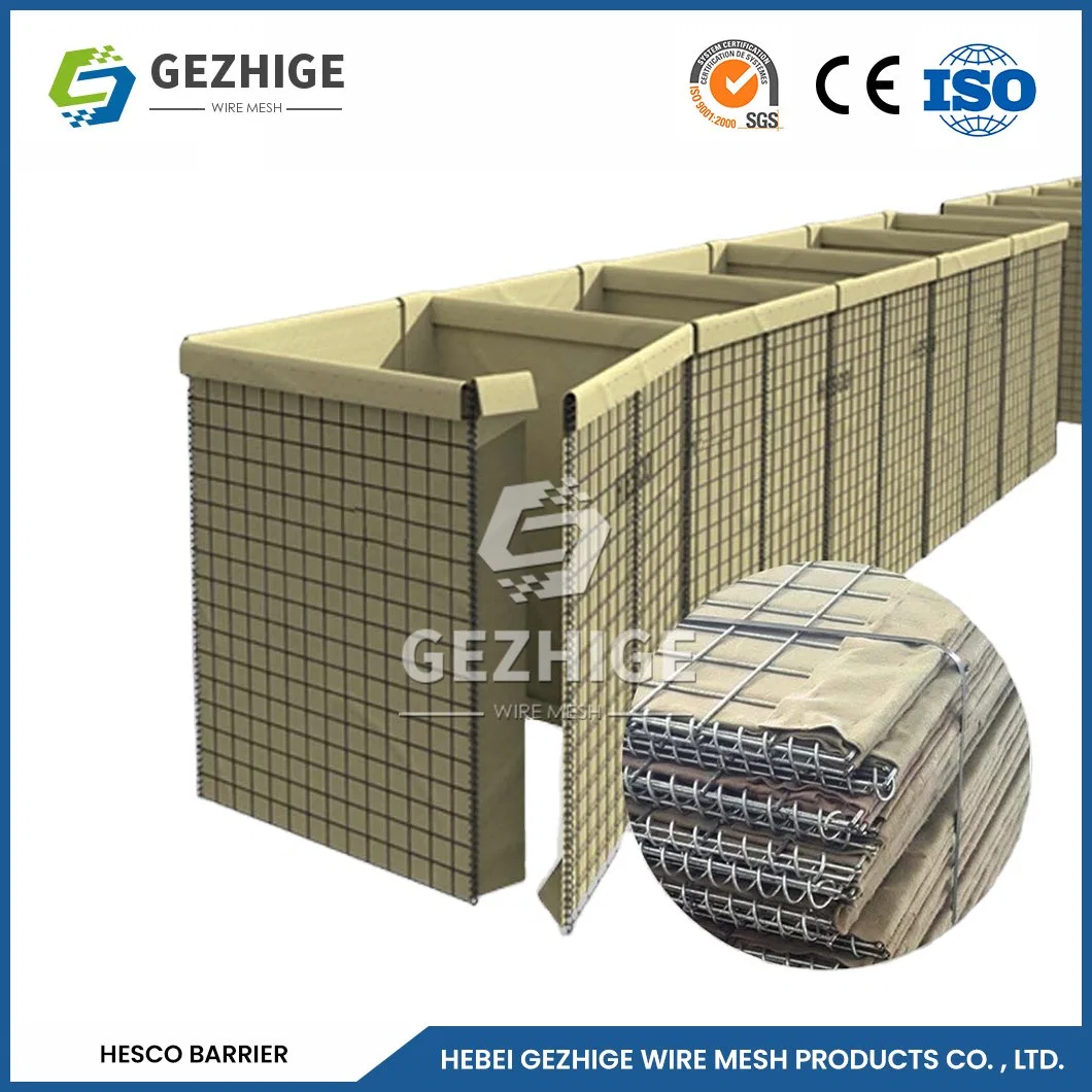 Gezhige Galvanized Hexagonal Gabion Wire Mesh Suppliers Anti-Ultraviolet Geonets and Gabion Net China Good Flexibility Sand Wall Hesco Barrier