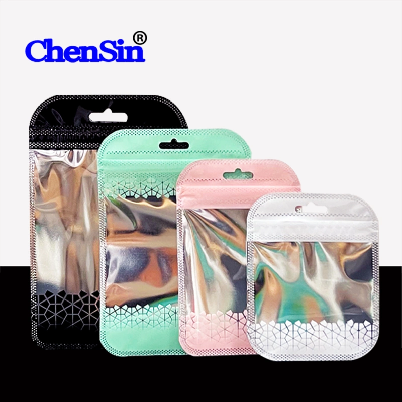 Packaging Plastic Bag Pink Green White Sealing Zipper Bags for Data Line