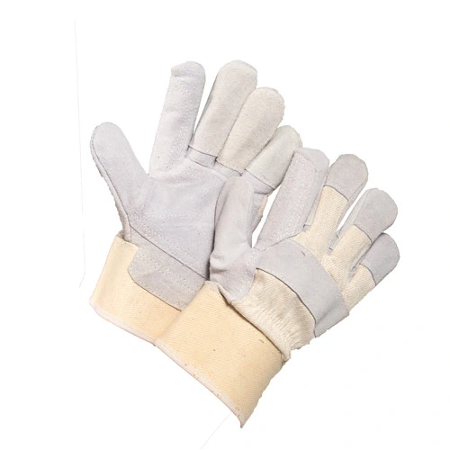 2019 Double Palm Blue Cow Split Leather Safety Work Gloves