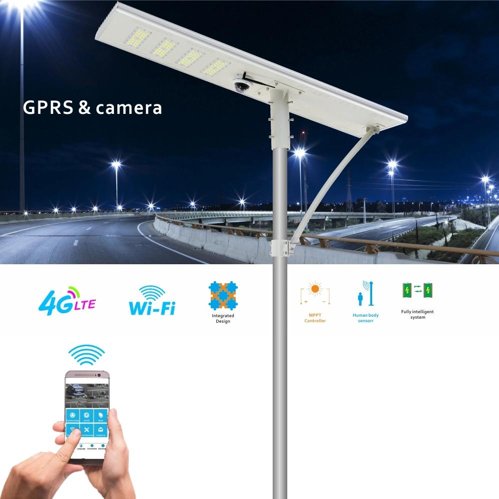 Zigbee LED Remote Computer Control Solar Street Lamp GPRS 100watt Integrated Solar Street Light