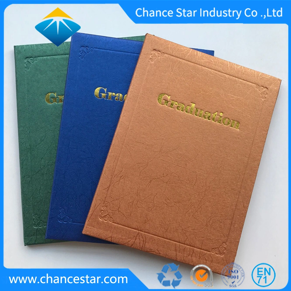 Custom Foil Logo Stamping Paper Cardboard Graduation Folder