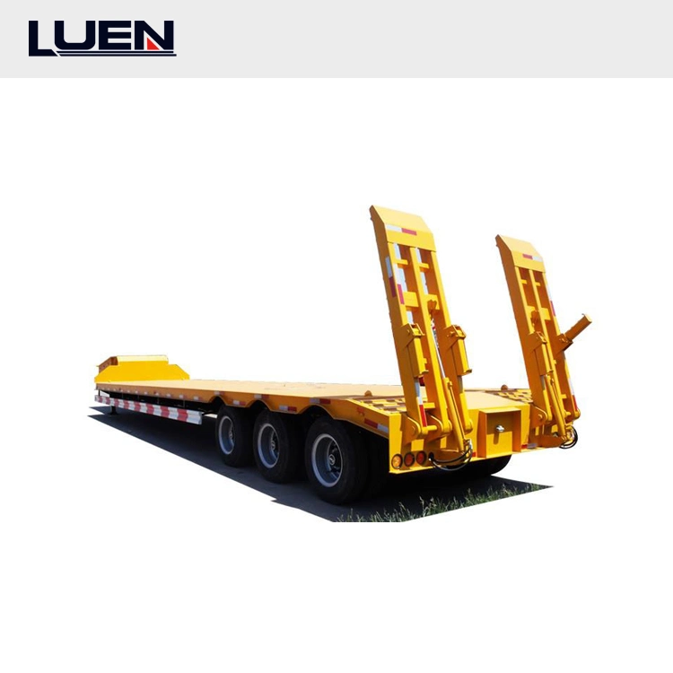 Luen 4 Axle Heavy Duty Excavator Transport Low Bed Semi Trailer on Sale