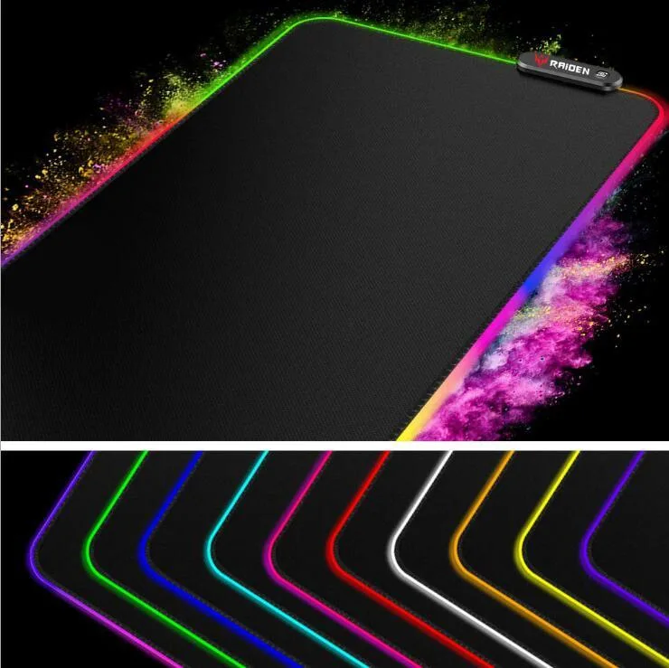 Promoção de tapete de teclado brilhante LED RGB com tapete grande e alargado personalizado para a boca Mesa de presentes tapete Gamer Natural borracha Gaming Mouse Pad Gamer Acessórios para computadores