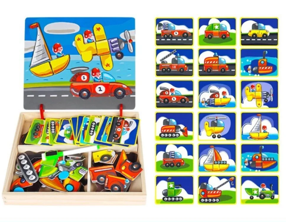 Wooden Magnetic Jigsaw Puzzle Children's Intellectual Development Toy Multifunctional Small Drawing Board