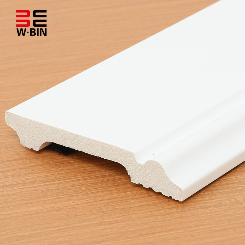 2023 Nueva llegada PT25 100*15mm PS Skirting White Baseboard Decorativo Material con recubrimiento de PVC OEM personalizado