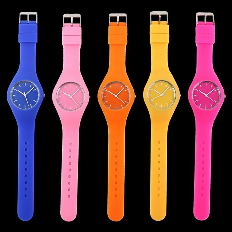 Frauen Männer Junge Mädchen Geschenk Sport Kind Silikon-Uhr Bunt OEM ODM Uhrengehäuse Quarzwerk Custom Logo Günstige Preis