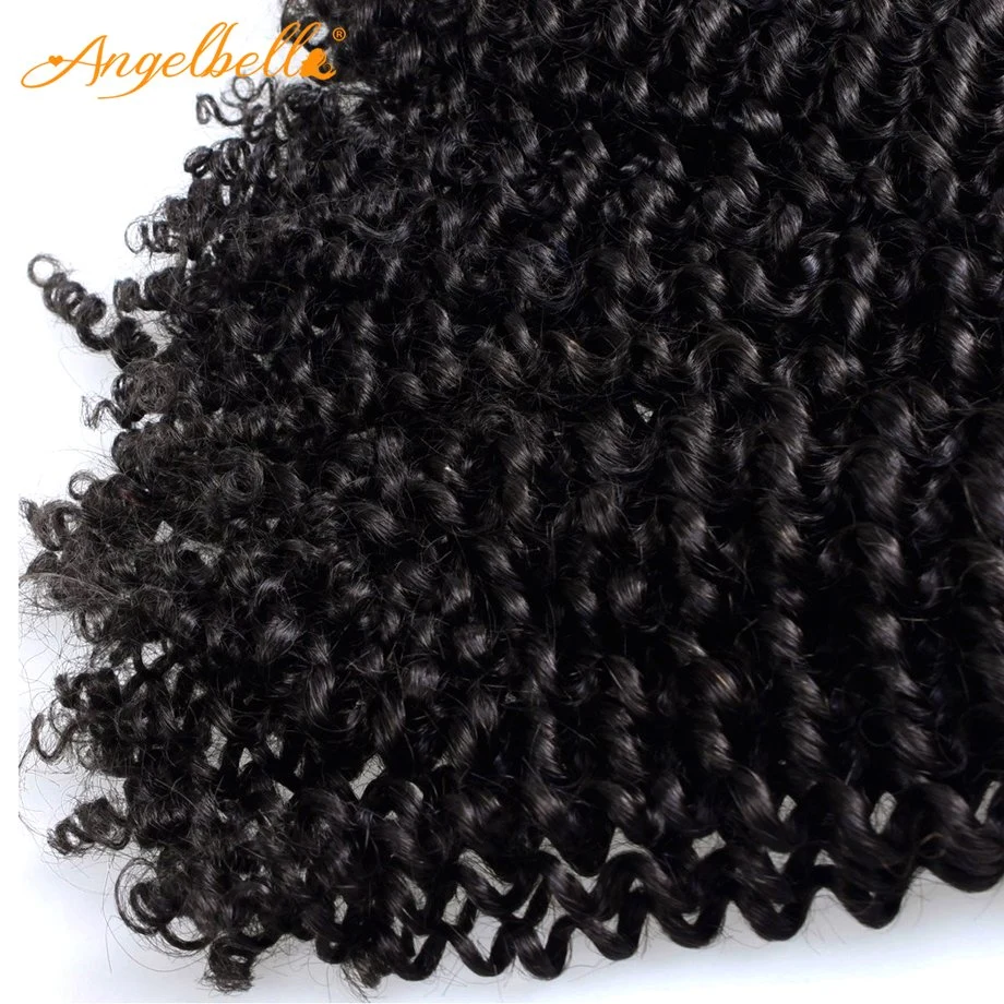 Angelbella Indian Kinky Curl Hair Weaving 1b# Human Hair Weft