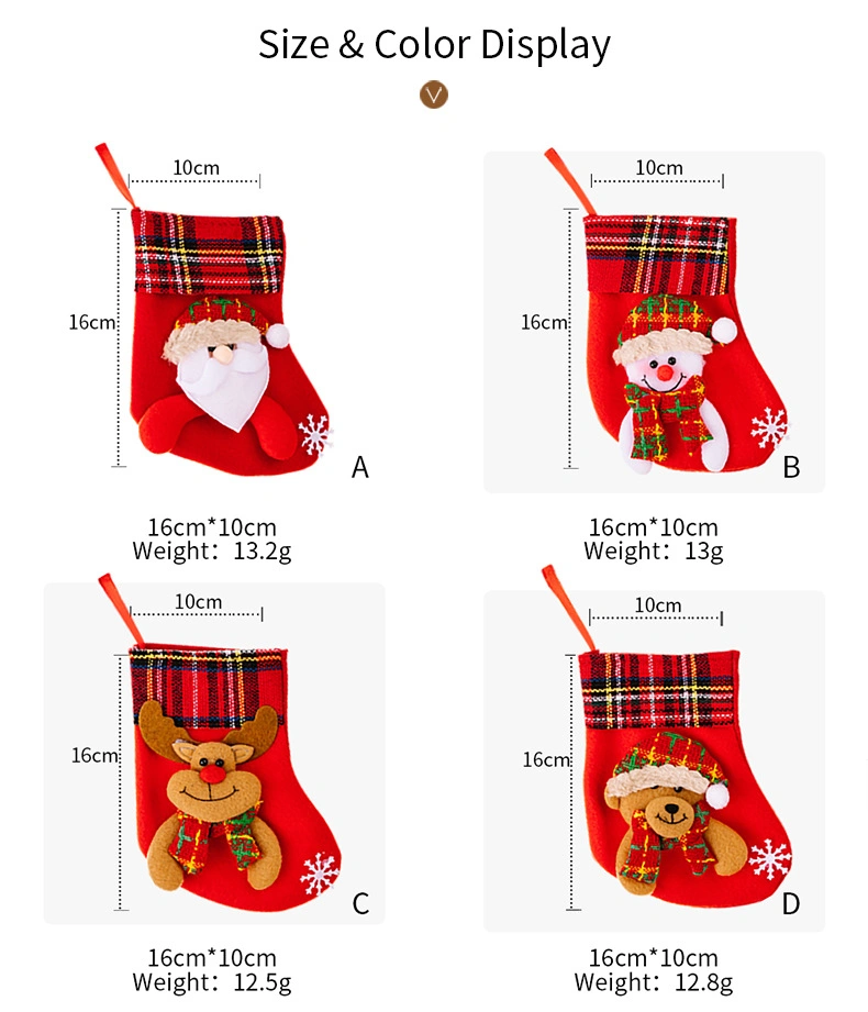 Christmas Decorations Lattice Edge Small Cartoon Gift Socks