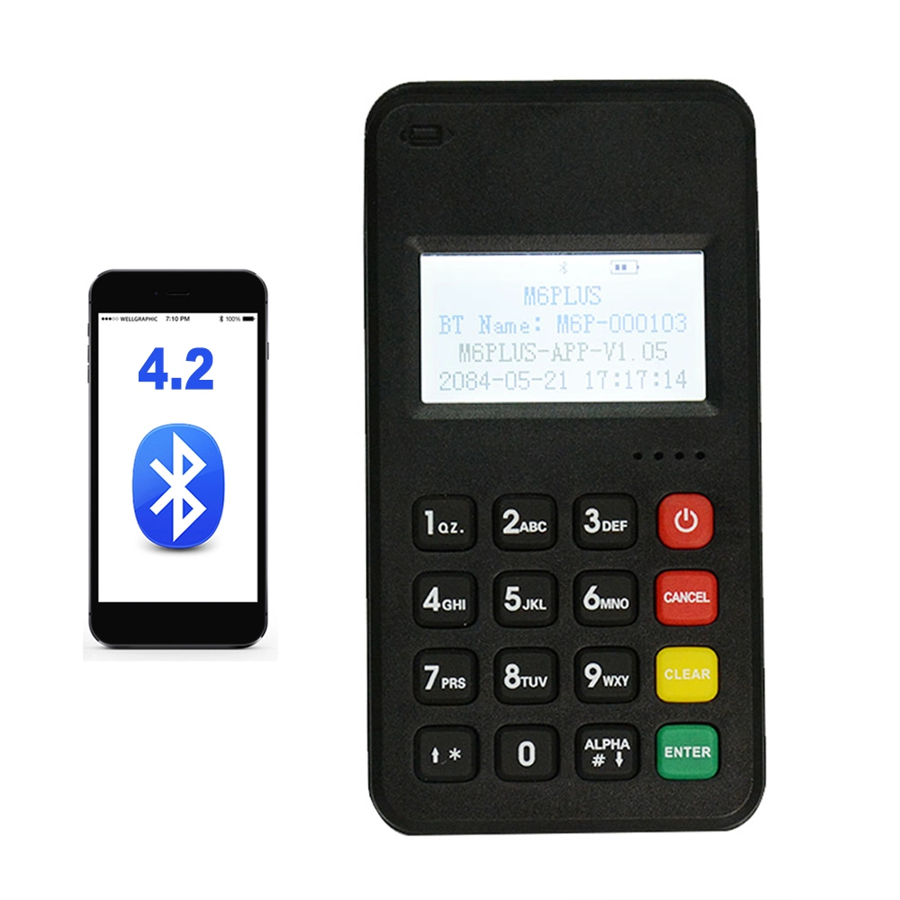 EMV&PCI Certified Bluetooth+WiFi Interface Contactless &Contact Card&Magnetic Stripe Track1&2&3 Mpos M6plus