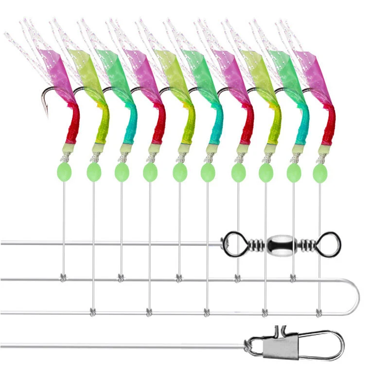 Lotus 3 Farben Simulierte Fischleder Sabiki Haken 7#-15# mit Snap und Swivel für Süßwasser-Salzwasser Angeln Köder, Angeln Haken Rigs