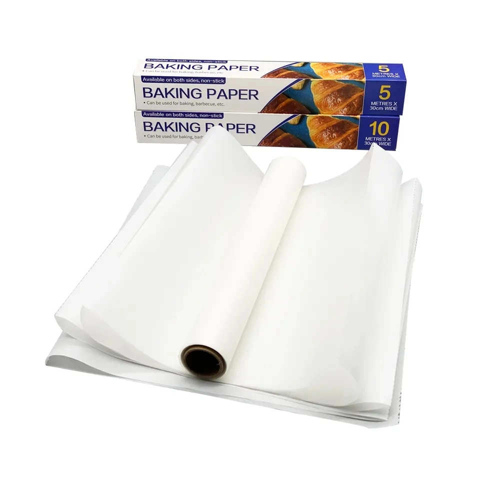 Papel de pergamino a prueba de aceite de silicona para papel de barbacoa Papel para congelador Color natural para freidora de aire