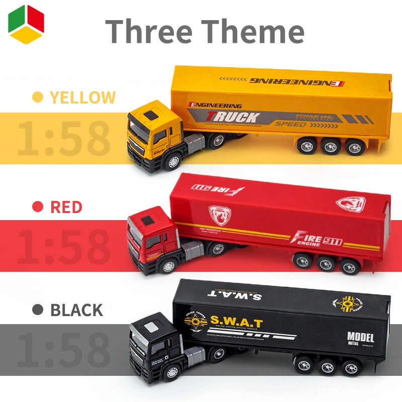 QS Promotion Gift Wholesale/Supplierr High quality/High cost performance  OEM Pull Back 1/58 Alloy Die Casting Metal Container Models Kids Diecast Construction Trucks Car Vehicles Toy