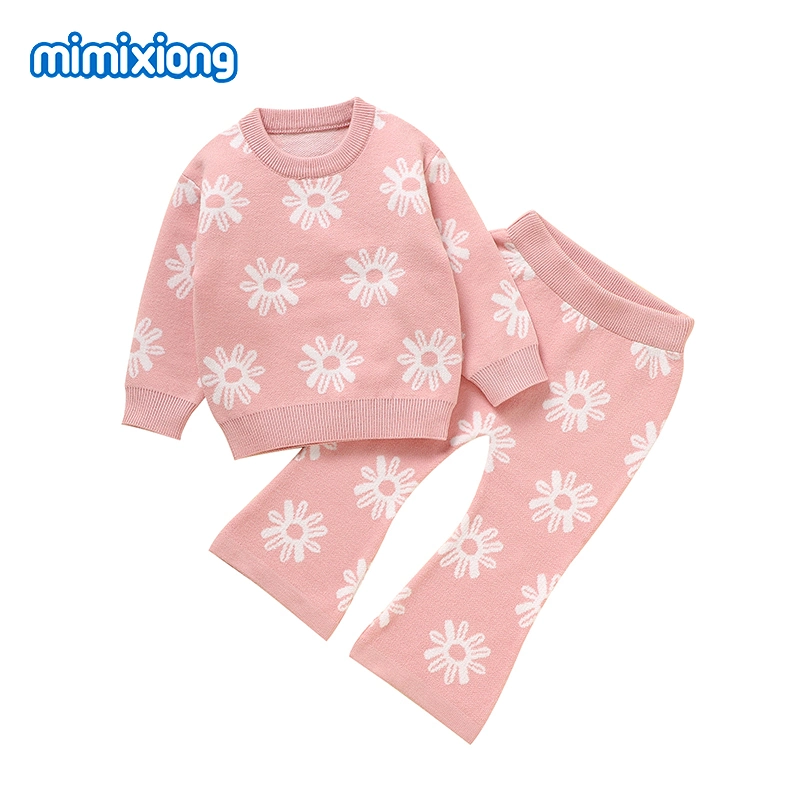 Whloesale Custom Clothing 2 PC Sweaters+Pants The Flowers Pattern Baby Sets