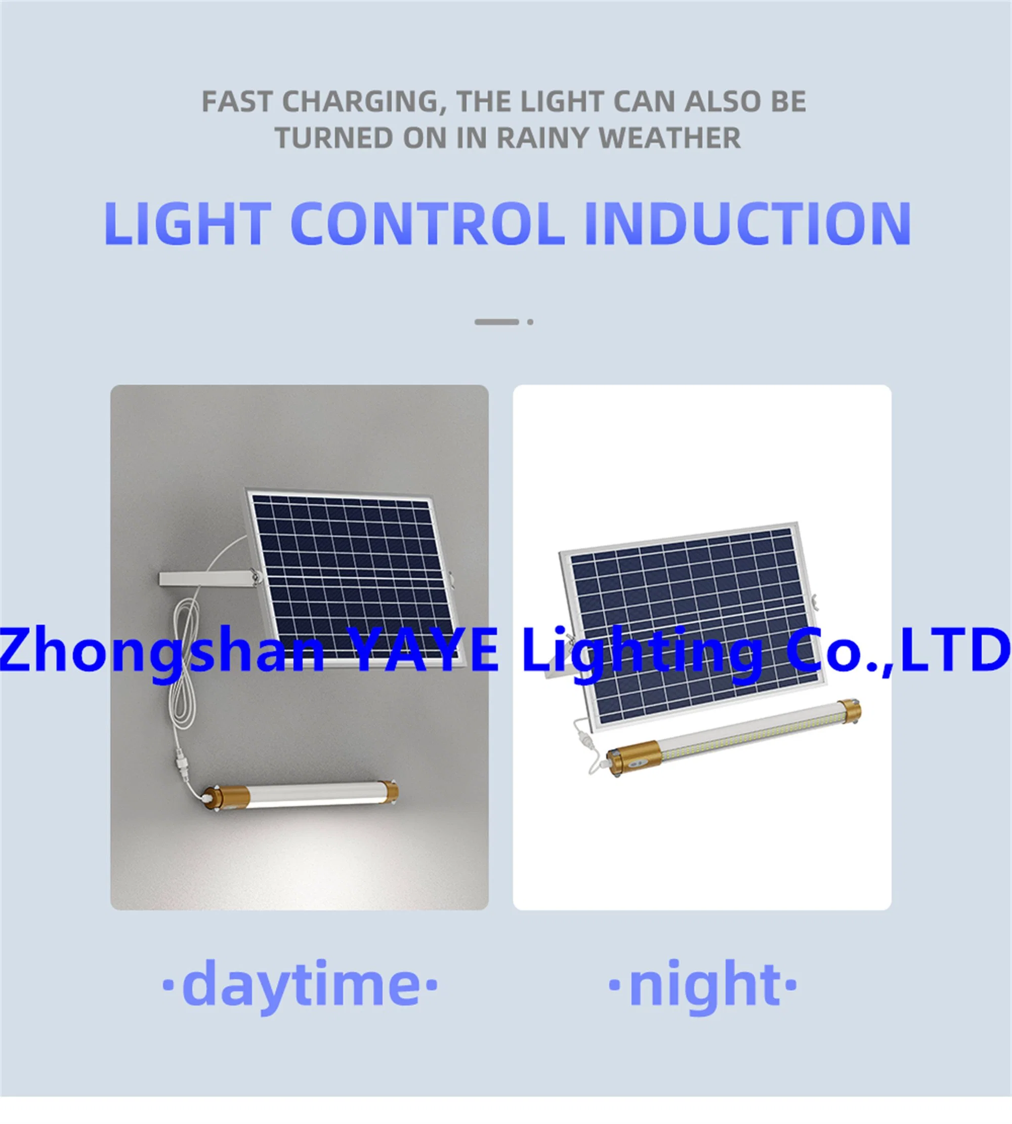 Yaye 2023 Supplier Price CE/RoHS 50W/100W Outdoor Waterproof IP66 Panel T8 Solar Tube Light with 30/60/90/120cm 3 Years Warranty/2000 PCS Stock