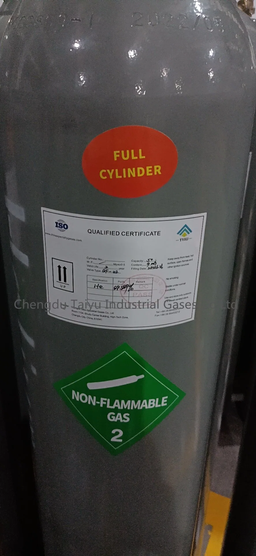 China Manufacture ISO Certification High Purity 99.999% Helium Gas Cylinder