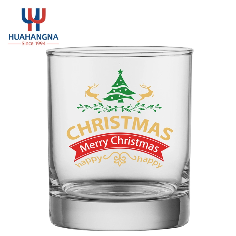 Bar Custom Printing 10oz Heavy Base Decorative Cocktail Whiskey Barware for Christmas Festival