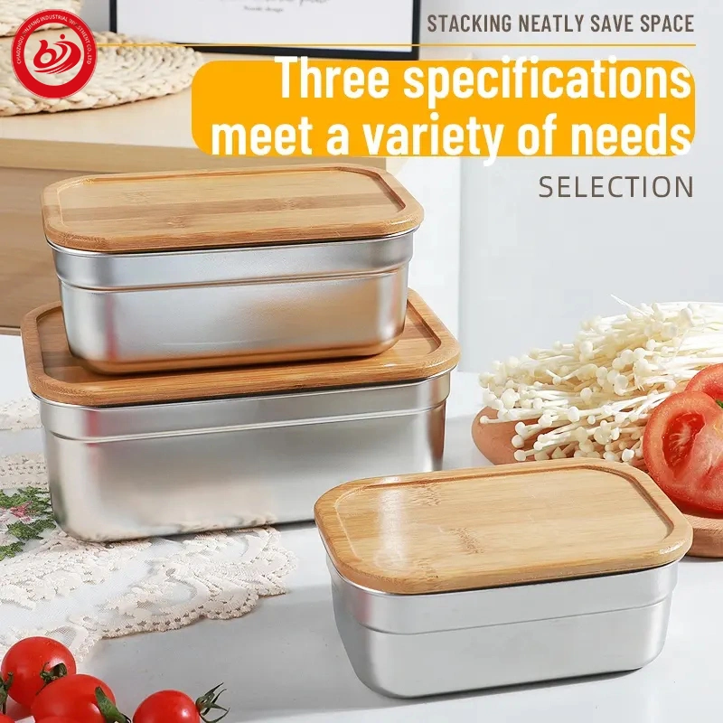 Wholesale/Supplier Custom Stainless Steel Bento Lunch Box Multiple Size with Bamboo Lid