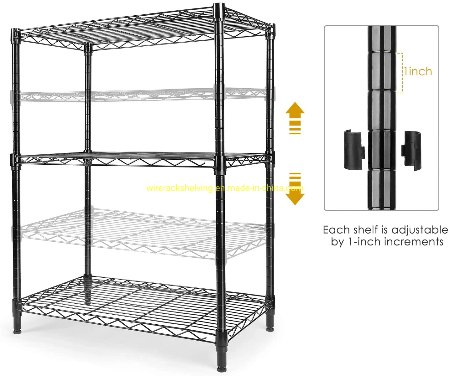 Estantes de almacenamiento de metal de nivel 3 23,23 L× 13,39 W× 31,5 H Almacenamiento de la unidad de estantes de alambre con patas niveladoras ajustables