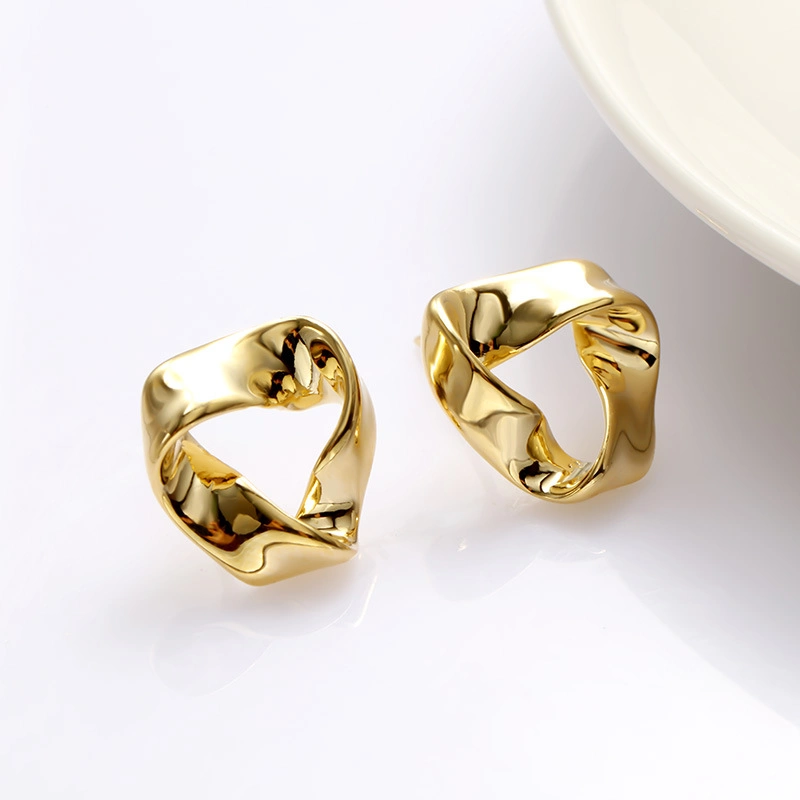 High quality/High cost performance S925 Real Sliver Stud Earrings for Women Not Fade Gold Color