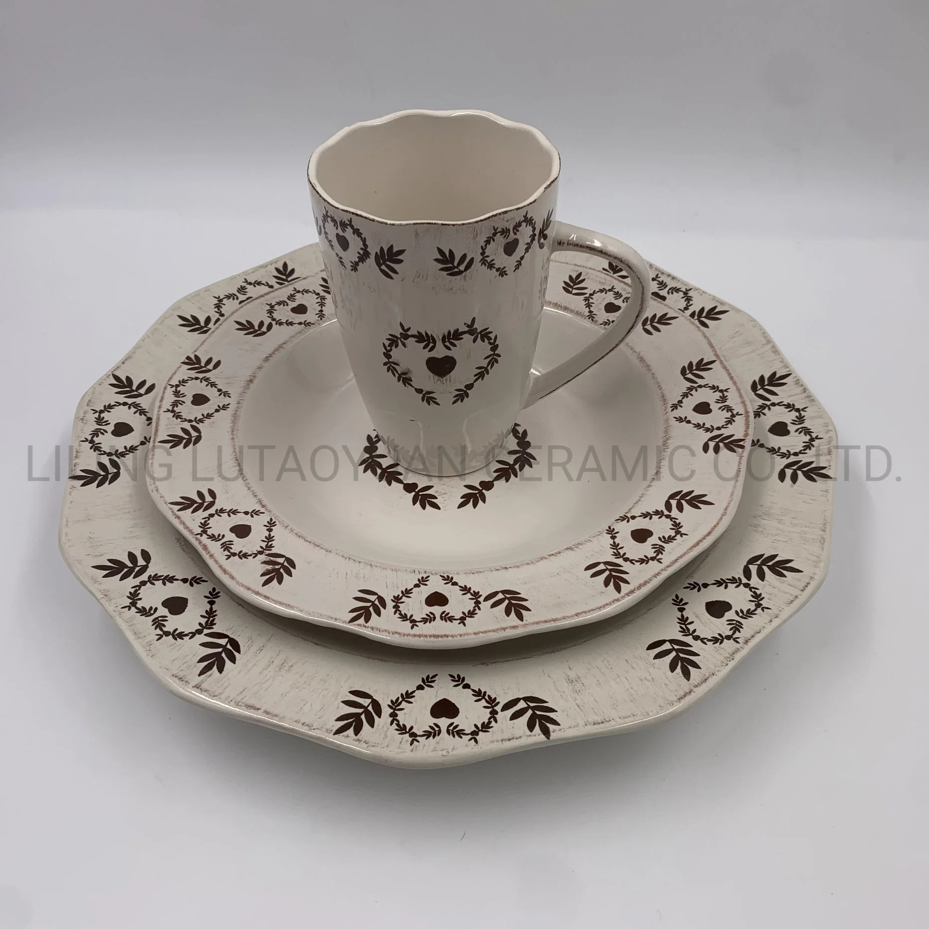 Gres Color Promoción Corazones Porcelana Utensilios de cocina Cerámica Vajilla para Restaurante de banquetes de boda con diseños y logotipos de colores personalizados