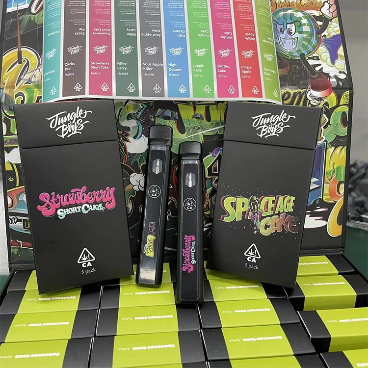 Custom 1ml 2 Gram Jungle Boys Cookie Slim leer 2ml Dicker Öl Einweg Pod Vapes Runtz laden 350 mAh Live Einweg-Vape Pen aus Harz für HHC DAB-Verpackung