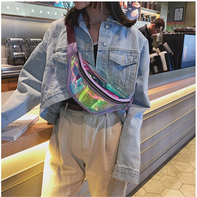 2023 Amazon Venta caliente Holográfica de la moda mujer Fanny Pack Cintura plegable mochila al hombro