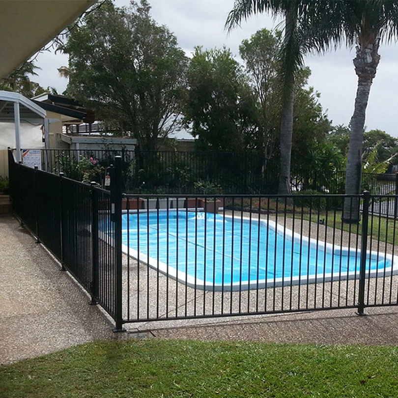 Black Powder Coated Galvanized Metal Picket Fences for Pools Gardens