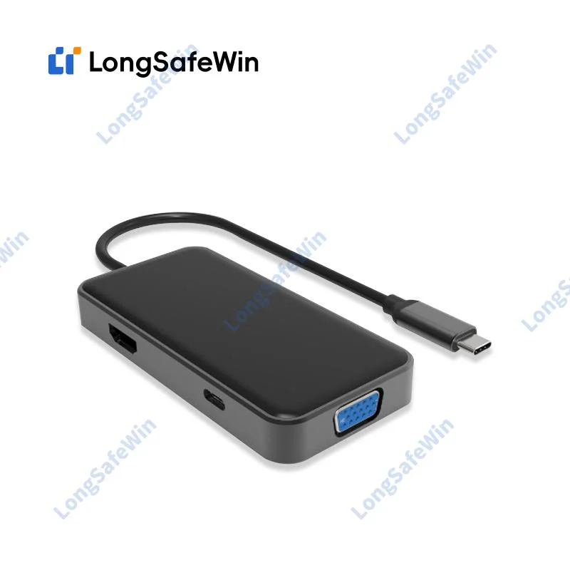 Longsafewin Luxury Black 6 in 1 USB 3.0 Type C Hub