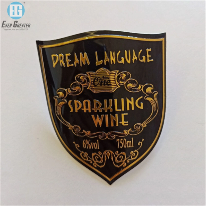 Customize Aluminum /Tin 3D Embossed Metal Wine Label Aluminum Embossed Bottle Label Wine Metal