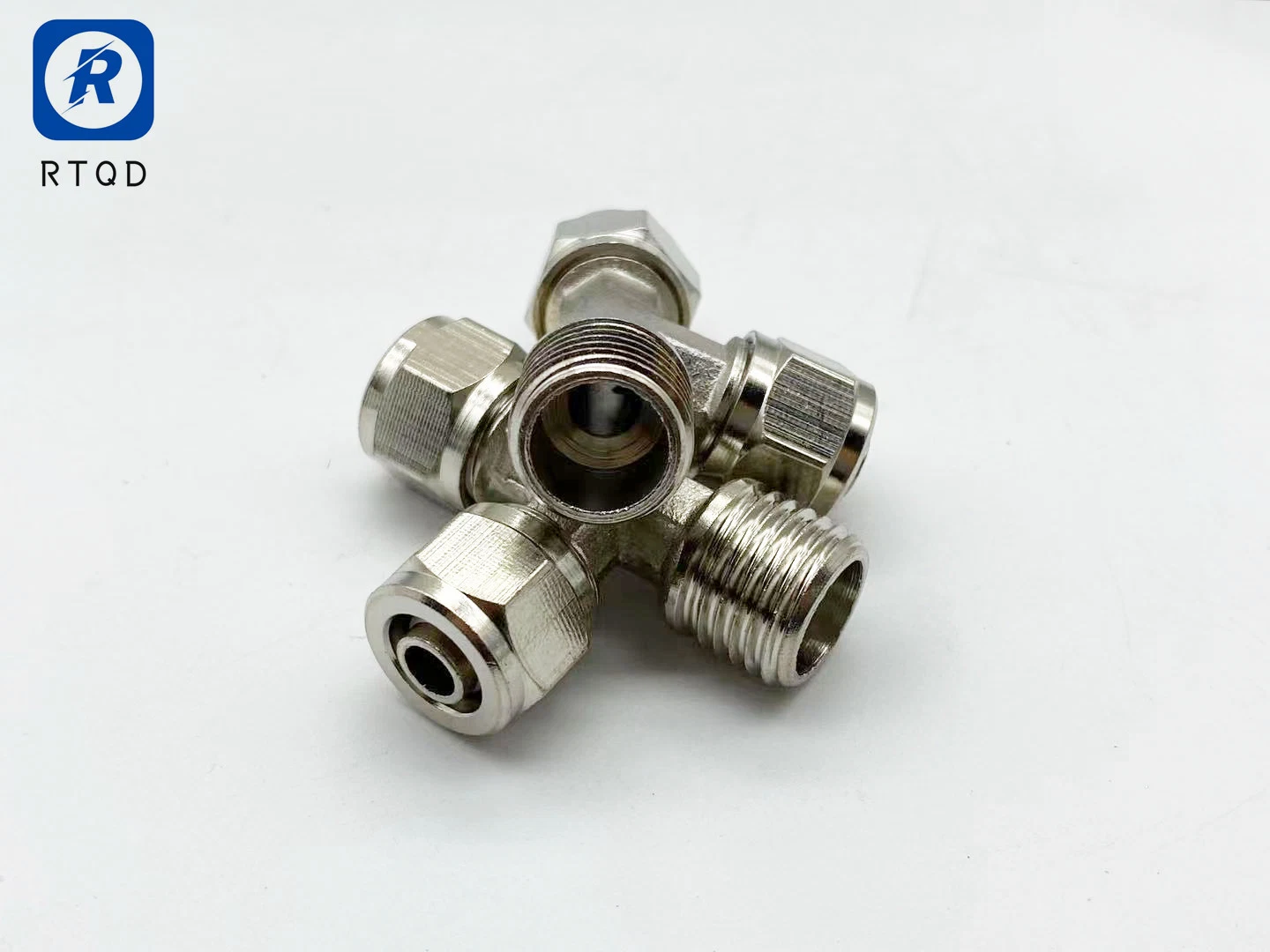 Quick Screw Series Tee Side External Thread Hose Lock Female Coupling Copper Nickel Plated Brass Metal Pneumatic Fitting Kld Series