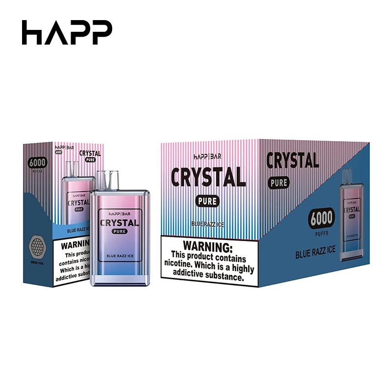 Europe dernière boîte Crystal style 6000puffs nicotine Vape Pen 12ml/1500mAh Chine Vente en gros cigarette électronique